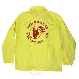 Vintage 70s Sears Men's Large Fireballs Scappoose OR Yellow Coach Jacket
